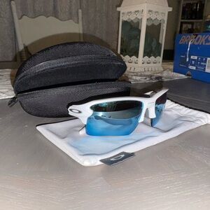 Oakley White Frame with Blue Lenses Sunglasses